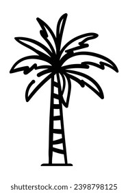 Date palm -Phoenix dactylifera, line-art vector illustration, Arabian design element. Islam decoration. Muslim festival. 