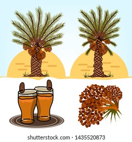Date palm tree background illustration. EPS10