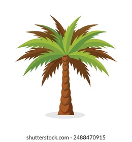 Date palm tree flat vector illustration on white background.