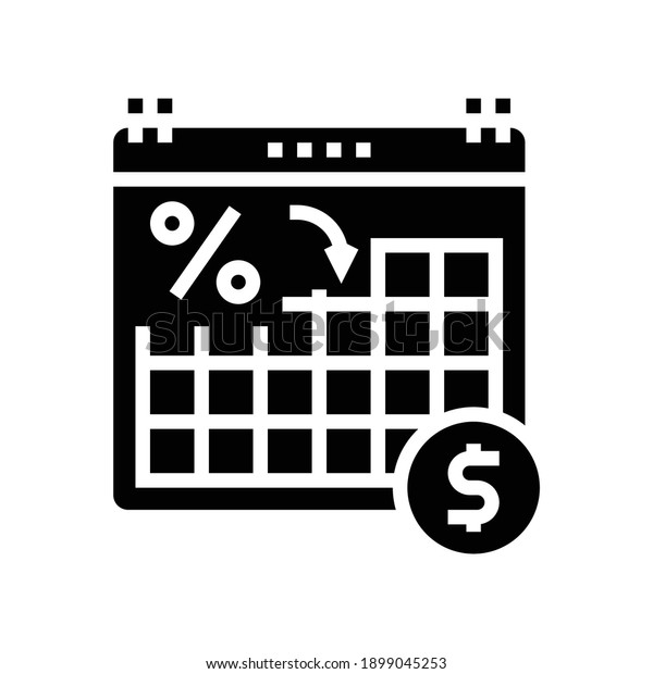 date for pay loan glyph\
icon vector. date for pay loan sign. isolated contour symbol black\
illustration
