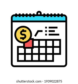 date for payment subscription color icon vector. date for payment subscription sign. isolated symbol illustration