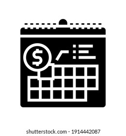 fecha para el vector de icono de glifo de suscripción de pago. fecha de suscripción de pago. símbolo de contorno aislado ilustración negra