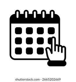 Date Picker Glyph Icon Mini Illustration Icon. Use For Modern Concept, Print, Ui, Ux Kit, Web And App Development. Vector Related To Office, Education, Examination And More