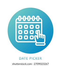 Icono de selector de fecha Icono de mini ilustración. Uso Para El Concepto Moderno, Impresión, Ui, Ux Kit, Web Y Desarrollo De App. Vector Relacionado Con La Oficina, La Educación, El Examen Y Más