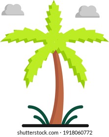 Planta de fecha con nubes Color vectorial Icono Diseño, cultura árabe y tradiciones Símbolo sobre fondo blanco, prácticas islámicas y musulmanas Signo, Palm Tree Concept ilustración de material