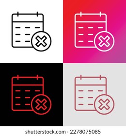 Date rejected thin line icon: cross mark on calendar. Cancel date. Modern vector illustration.