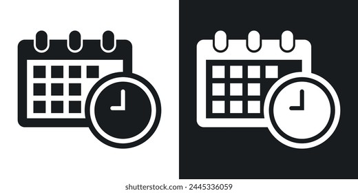 Date Reminder and Calendar Clock Icon Set. Event Schedule and Business Plan Symbol.