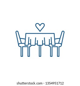Date in the restaurant line icon concept. Date in the restaurant flat  vector symbol, sign, outline illustration.