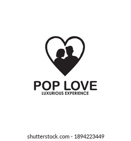 Date romance with a couple in love logo design template