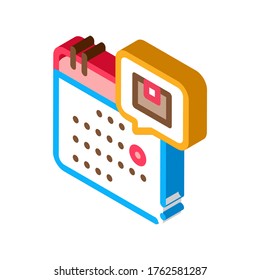 Date of Sending or Arrival of Parcel Postal Transportation Company Icon Vector isometric sign. color isolated symbol illustration