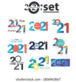 Date set 2021. Happy new year 2021 design template. Design for calendar, greeting card or print. vector