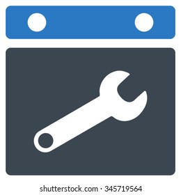 Date Setup vector icon. Style is bicolor flat symbol, smooth blue colors, rounded angles, white background.