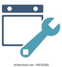 Date Setup vector icon. Style is bicolor flat symbol, cyan and blue colors, rounded angles, white background.