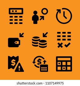 date, shiny, buy and order icon set. Vector illustration for web and design.