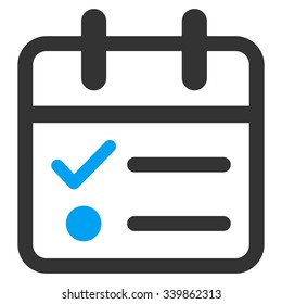 Date Tasklist vector icon. Style is bicolor flat symbol, blue and gray colors, rounded angles, white background.