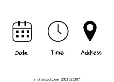 Icono Dirección de fecha y hora en fondo blanco.