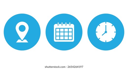 Date, Time, Address icon set.   Icons for Websites and Apps . eps 10