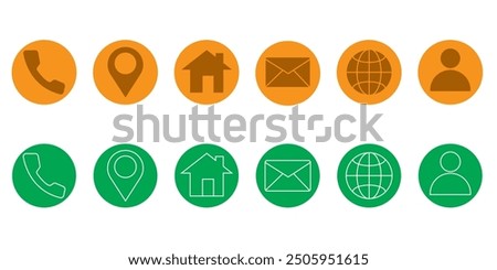 Date, Time, Address Location Icon Set. Flat Vector. Isolated on Background