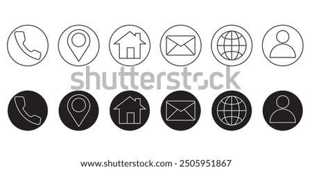 Date, Time, Address Location Icon Set. Flat Vector. Isolated on Background