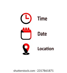 Símbolo de iconos de fecha, hora, dirección o ubicación 