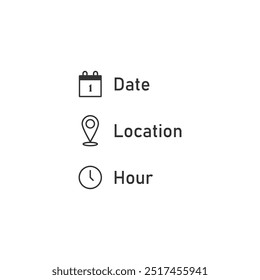 Symbol für Datum, Uhrzeit, Adresse oder Ort