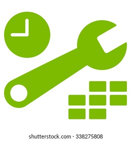 Date And Time Configuration vector icon. Style is flat symbol, eco green color, rounded angles, white background.