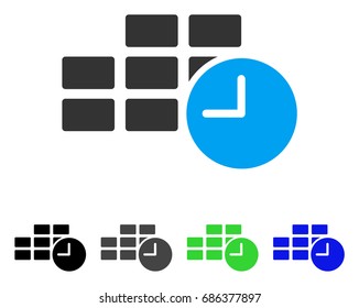 Date Time flat vector pictograph. Colored date time gray, black, blue, green icon versions. Flat icon style for graphic design.