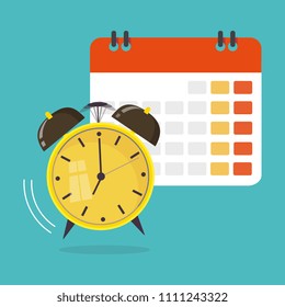 Date and time icon. Alarm and calendar. Vector