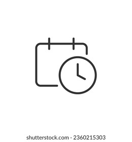 Date and time icon isolated on white background. Deadline symbol modern, simple, vector, icon for website design, mobile app, ui. Vector Illustration
