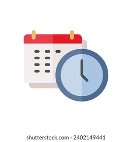 Date and time icon in simple flat style