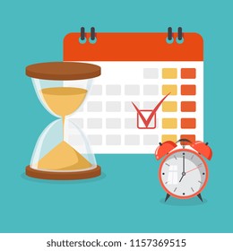 Date and time icon. Stopwatch and calendar. Vector