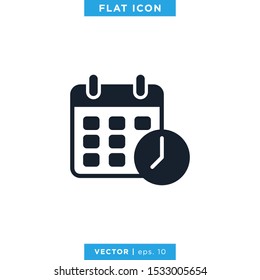 Date and Time Icon Vector Design Template. Calendar and Clock Icon