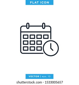 Date and Time Icon Vector Design Template. Calendar and Clock Icon