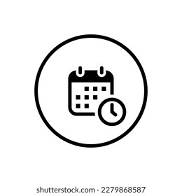 Date time icon vector isolated on circle outline