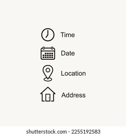 Date, Time, Location, Address icon symbol 