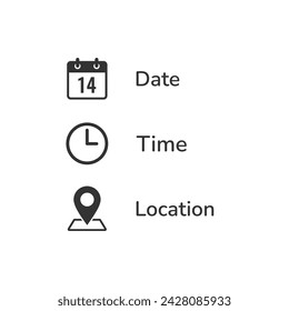 Date, time, location icon or Place icon Symbol