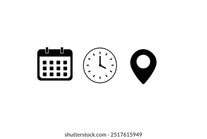 date time location icon set, icon set