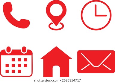 ícone de local de data e hora definido. Símbolo de ícone de calendário. sinal de relógio. horário comercial e relógio de ponto comercial. sinais de pin de localização
