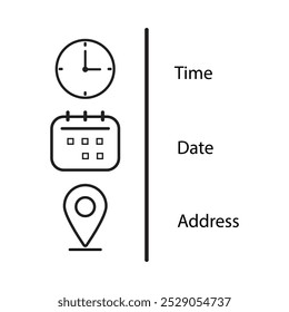 Date, time, location icon vector in trendy style