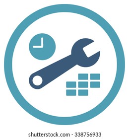 Date And Time Options vector icon. Style is bicolor flat rounded symbol, cyan and blue colors, rounded angles, white background.