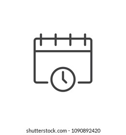 Date And Time outline icon. linear style sign for mobile concept and web design. Calendar and clock simple line vector icon. Reminder symbol, logo illustration. Pixel perfect vector graphics