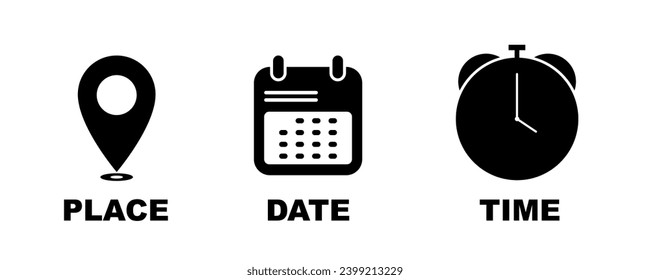 Date, Time, Place or address icon symbol Vector