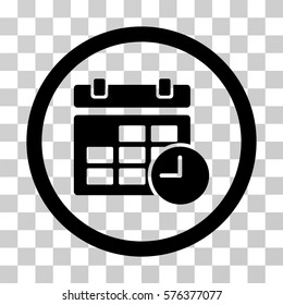 Date And Time rounded icon. Vector illustration style is a flat iconic symbol inside a circle, black color, transparent background. Designed for web and software interfaces.