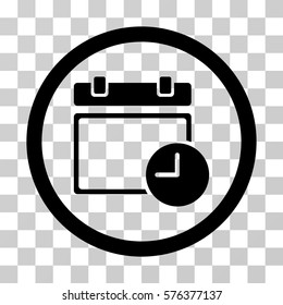 Date And Time rounded icon. Vector illustration style is a flat iconic symbol inside a circle, black color, transparent background. Designed for web and software interfaces.
