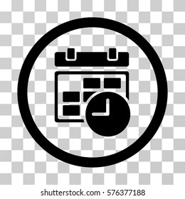 Date And Time rounded icon. Vector illustration style is a flat iconic symbol inside a circle, black color, transparent background. Designed for web and software interfaces.