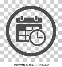 Date And Time rounded icon. Vector illustration style is a flat iconic symbol inside a circle, gray color, transparent background. Designed for web and software interfaces.
