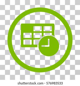 Date And Time rounded icon. Vector illustration style is a flat iconic symbol inside a circle, eco green color, transparent background. Designed for web and software interfaces.