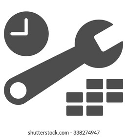 Date And Time Setup vector icon. Style is flat symbol, gray color, rounded angles, white background.