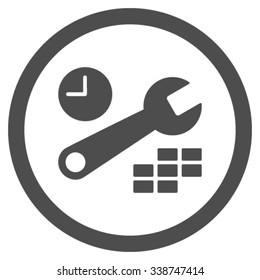 Date And Time Setup vector icon. Style is flat rounded symbol, gray color, rounded angles, white background.