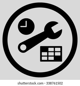 Date And Time Setup vector icon. Style is flat rounded symbol, black color, rounded angles, light gray background.